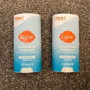 Lot of 2 Lume Whole Body Deodorant Unscented Invisible Cream New
